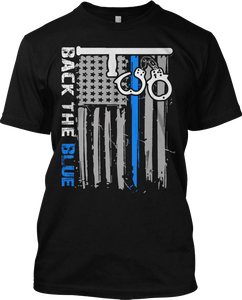 Back The Blue Police T Shirt Graphic Handcuffs Tee