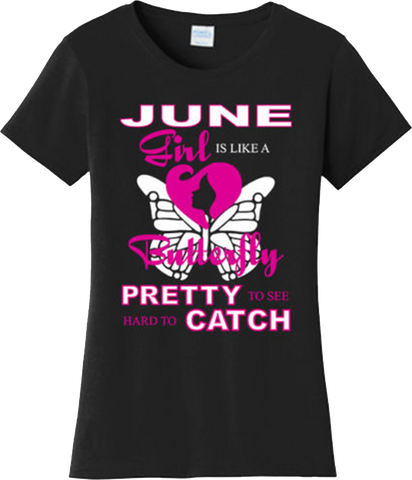 June Girl Is Like Butterfly Birthday Gift Cool T Shirt New Graphic Tee
