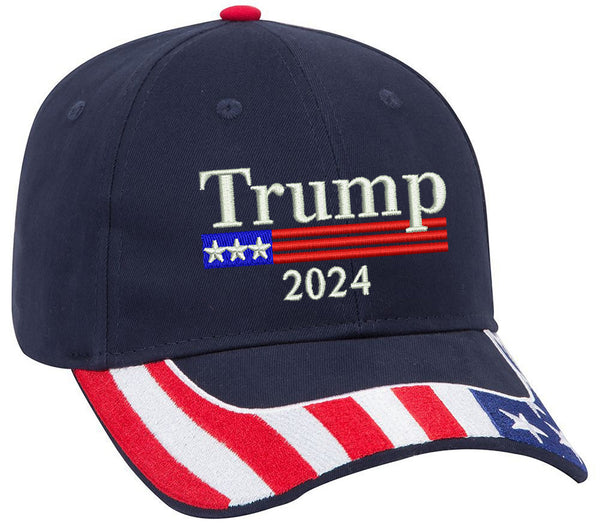 Trump 2024 US Flag Embroidered Structured Adjustable One Size Fits All US Flag Hat