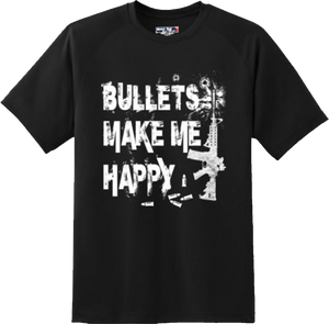 Bullets Makes Me Happy 2nd Amendment Gun Freedom T Shirt New Graphic Tee
