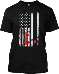 Archery American Hunting Flag Patriotic T Shirt Graphic Tee