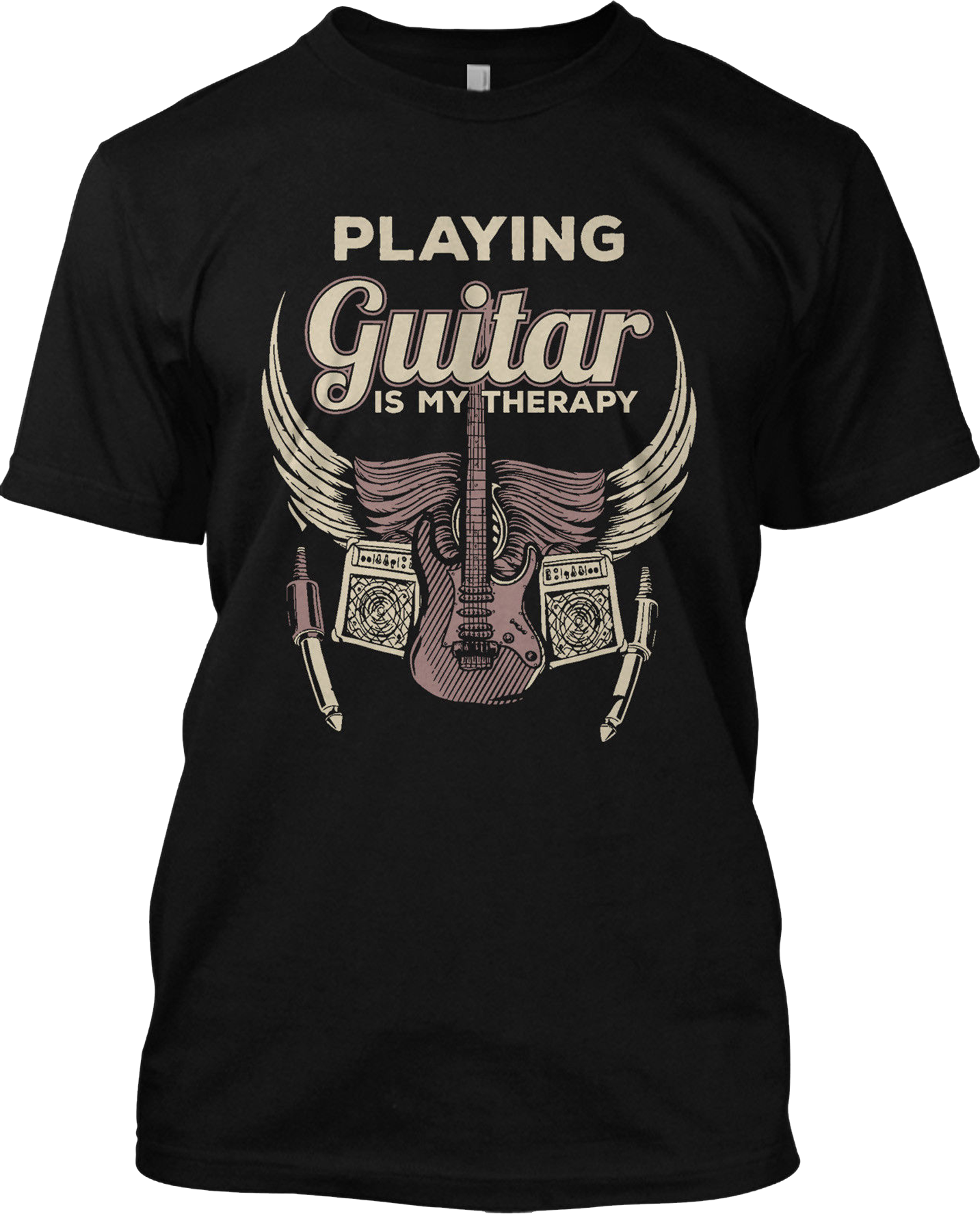 Playing Guitar Is My Therapy Funny Music T Shirt Graphic Tee