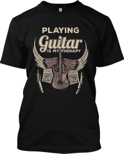 Playing Guitar Is My Therapy Funny Music T Shirt Graphic Tee