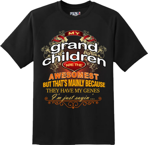 Funny My Grandchildren Are Awesomest Grandma Grandpa T Shirt New Graphic Tee