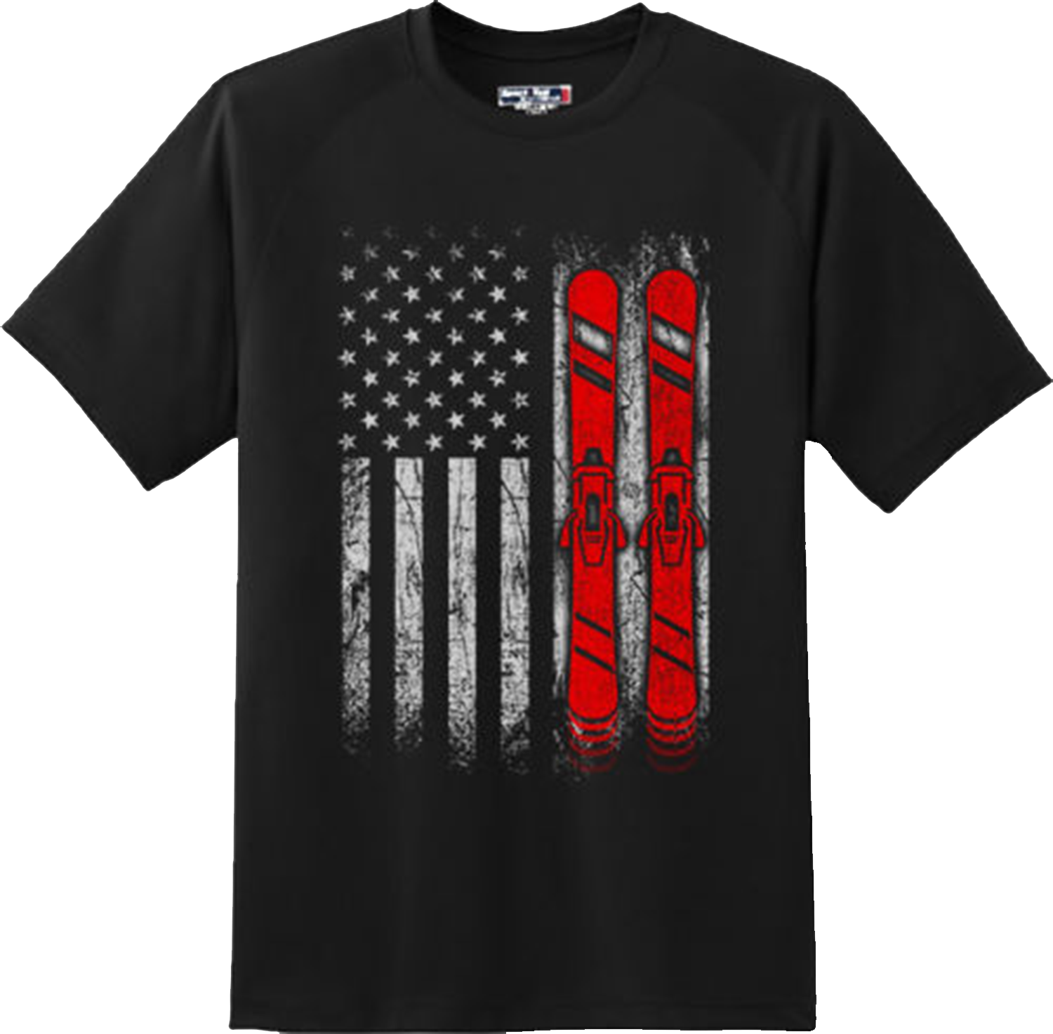 Ski Steps Skiing American Patriotic Cool Gift T Shirt New Graphic Tee