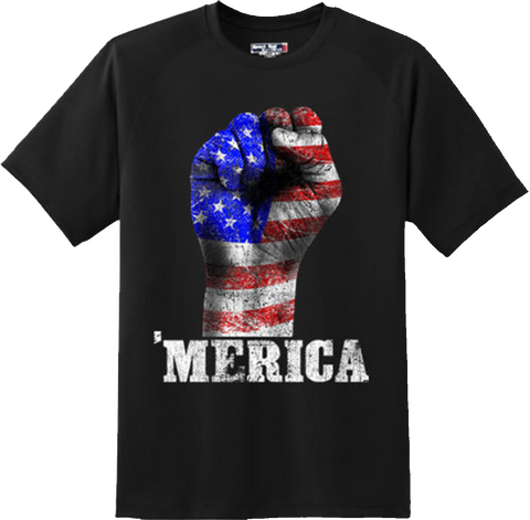 American Flag Fist 'Merica Patriotic Proud Gift Cool T Shirt New Graphic Tee