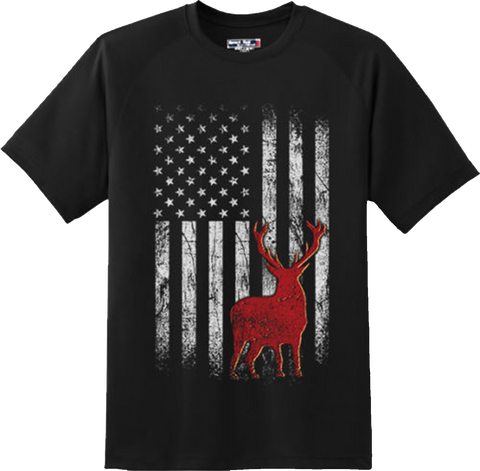 Deer American Flag Hunting Patriotic Cool Gift T Shirt New Graphic Tee