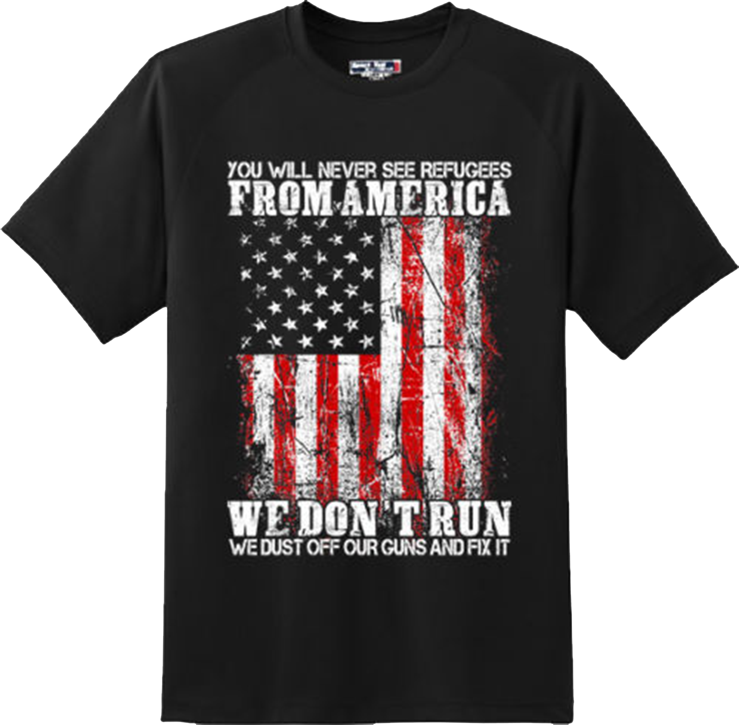 Refugees From America Patriotic 2nd Amendment Gun T Shirt New Graphic Tee