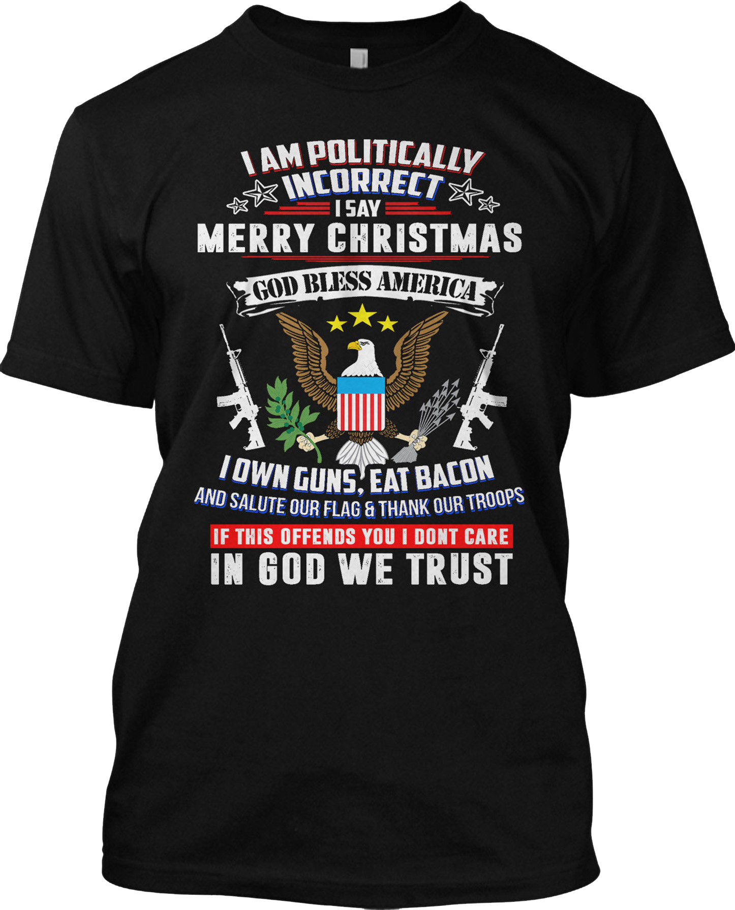 I am Politically Incorrect Merry Christmas T Shirt God Bless America Tee