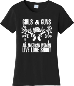Girls and Guns American Patriotic 2nd Amendment Gun T Shirt New Graphic Tee