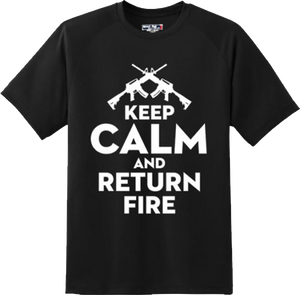 Keep Calm and Return Fire 2nd Amendment Gun Freedom T Shirt New Graphic Tee