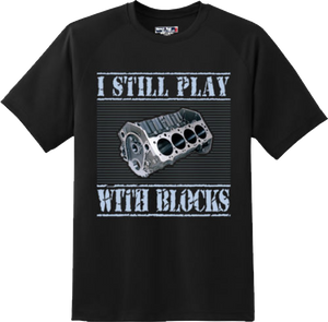 Funny Play With Blocks Car Mechanic Engine Motor Gift T Shirt New Graphic Tee