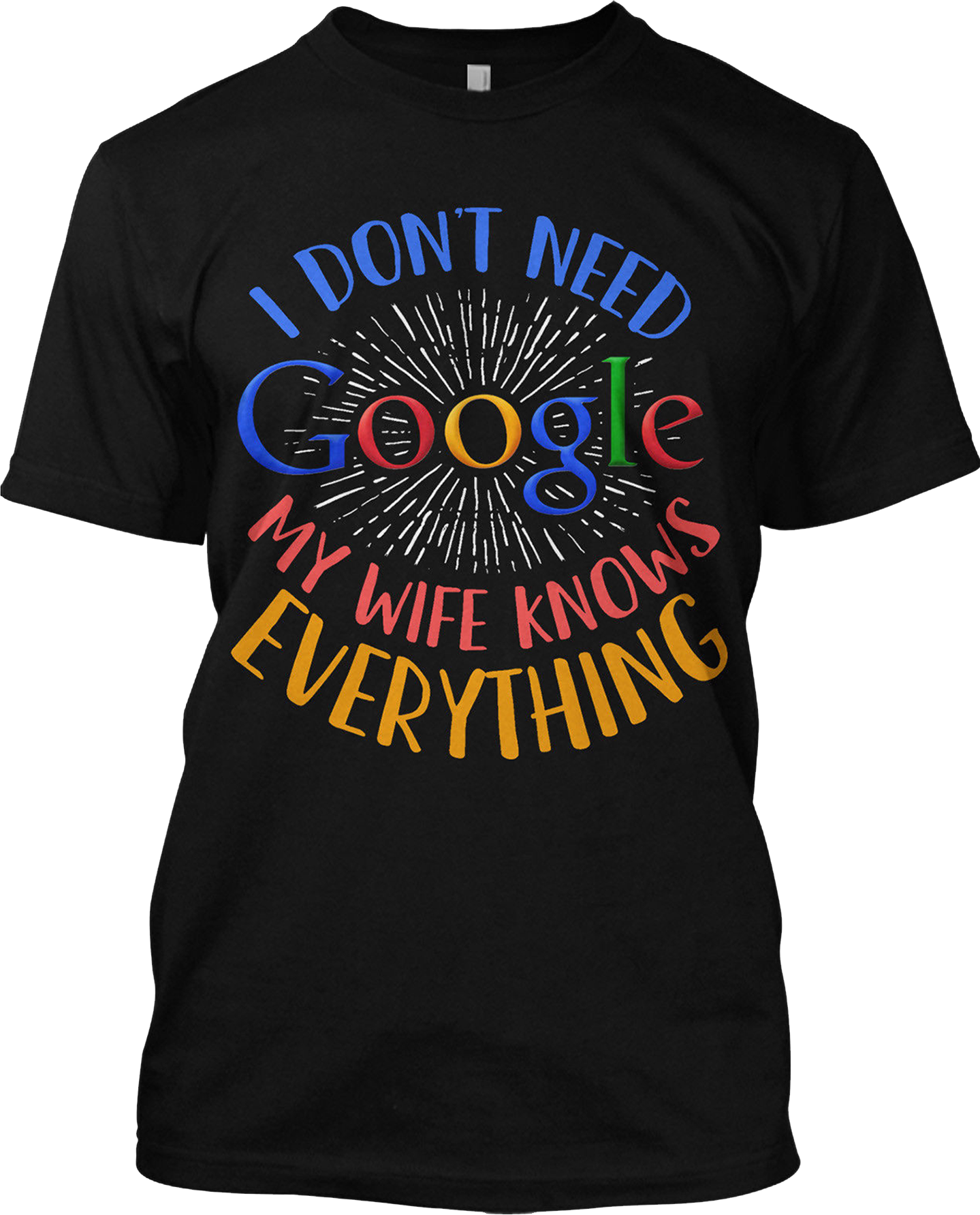 I Don't Need Google My Wife Knows Everything Funny Marriage T Shirt Husband Tee