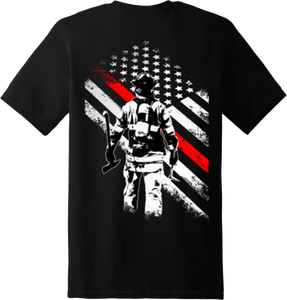 Firefighter Flag Patriotic American T Shirt New Graphic Tee (Back Printed)