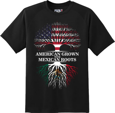 American Grown Mexican Roots Patriotic T Shirt New Graphic Tee