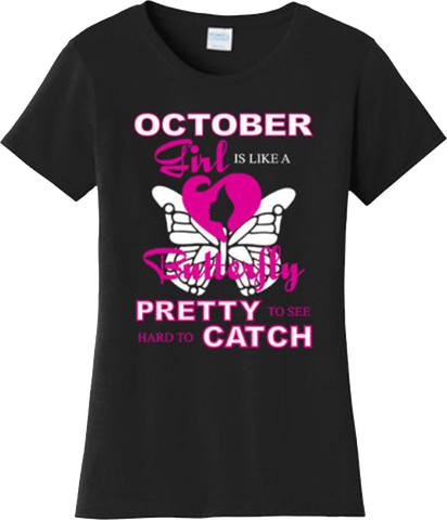 October Girl Is Like Butterfly Birthday Gift Cool T Shirt New Graphic Tee