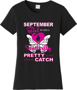 September Girl Is Like Butterfly Birthday Gift Cool T Shirt New Graphic Tee