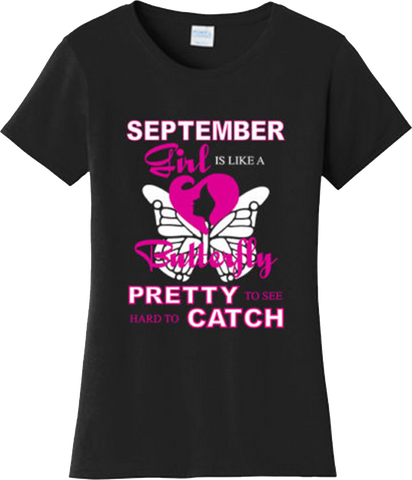 September Girl Is Like Butterfly Birthday Gift Cool T Shirt New Graphic Tee