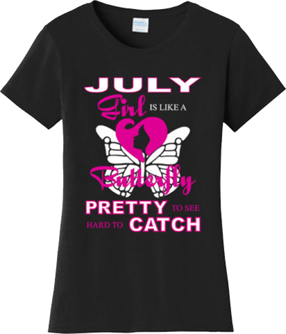 July Girl Is Like Butterfly Birthday Gift Cool T Shirt New Graphic Tee