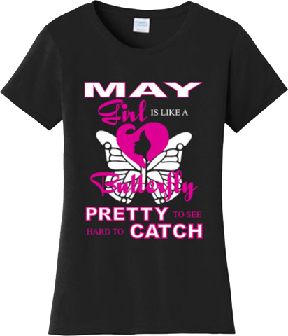 May Girl Is Like Butterfly Birthday Gift Cool T Shirt New Graphic Tee