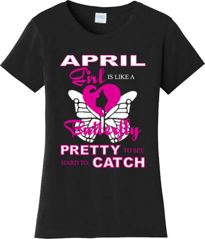 April Girl Is Like Butterfly Birthday Gift Cool T Shirt New Graphic Tee