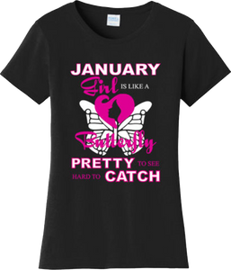 January Girl Is Like Butterfly Birthday Gift Cool T Shirt New Graphic Tee