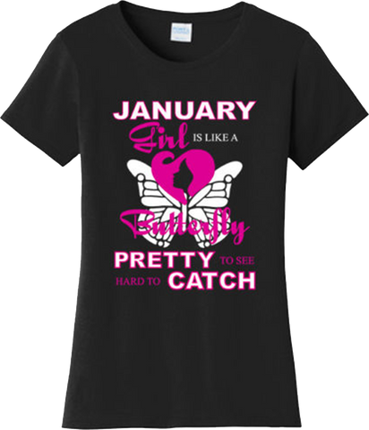 January Girl Is Like Butterfly Birthday Gift Cool T Shirt New Graphic Tee