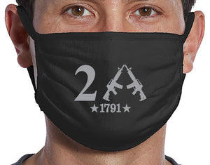(Pack of 2) 2nd Amendment 1791 3Ply 100% Cotton  Face Mask One Size Fits Most(Unisex)