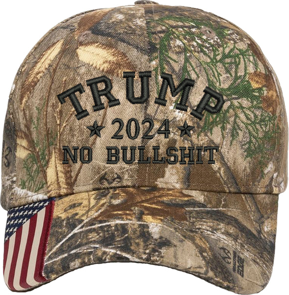 Trump 2024 1Color No Bullshit Embroidered Realtree Camo Structured Adjustable One Size Fits All Hat