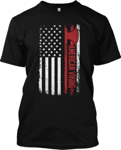 American Viking Patriotic Axe T Shirt Graphic Victory Tee