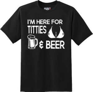 Funny I am here for beer Adult Rude Humor Beach T Shirt New Graphic Tee
