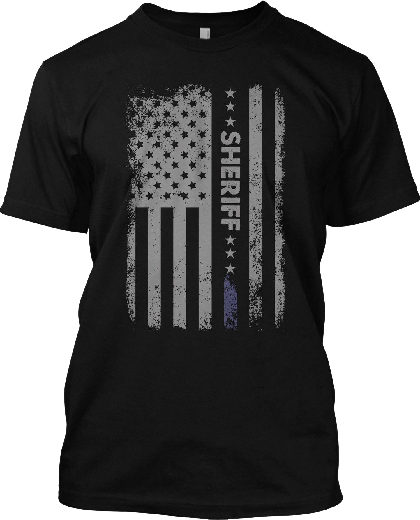 Sheriff Flag Thin Blue Line US Flag Patriotic T Shirt Police Graphic Tee
