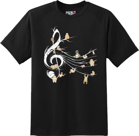 Funny Sloth Music Symbol T Shirt New Graphic Tee