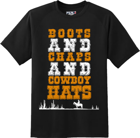 Funny Boots Chaps Cowboy Hats Country Southern Humor T Shirt New Graphic Tee