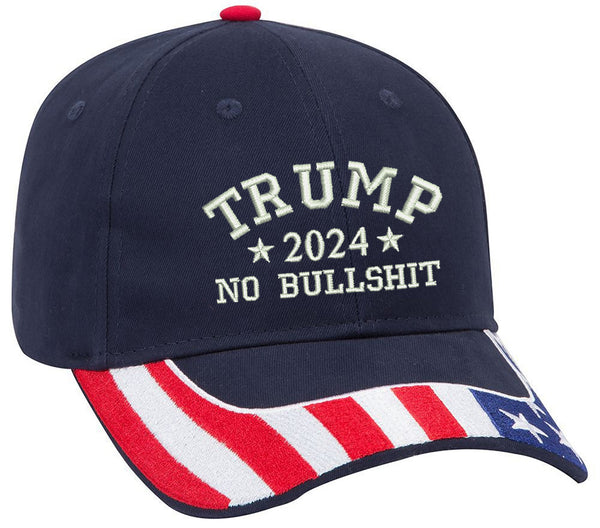 Trump 2024 1Color No Bullshit Embroidered Structured Adjustable One Size Fits All US Flag Hat