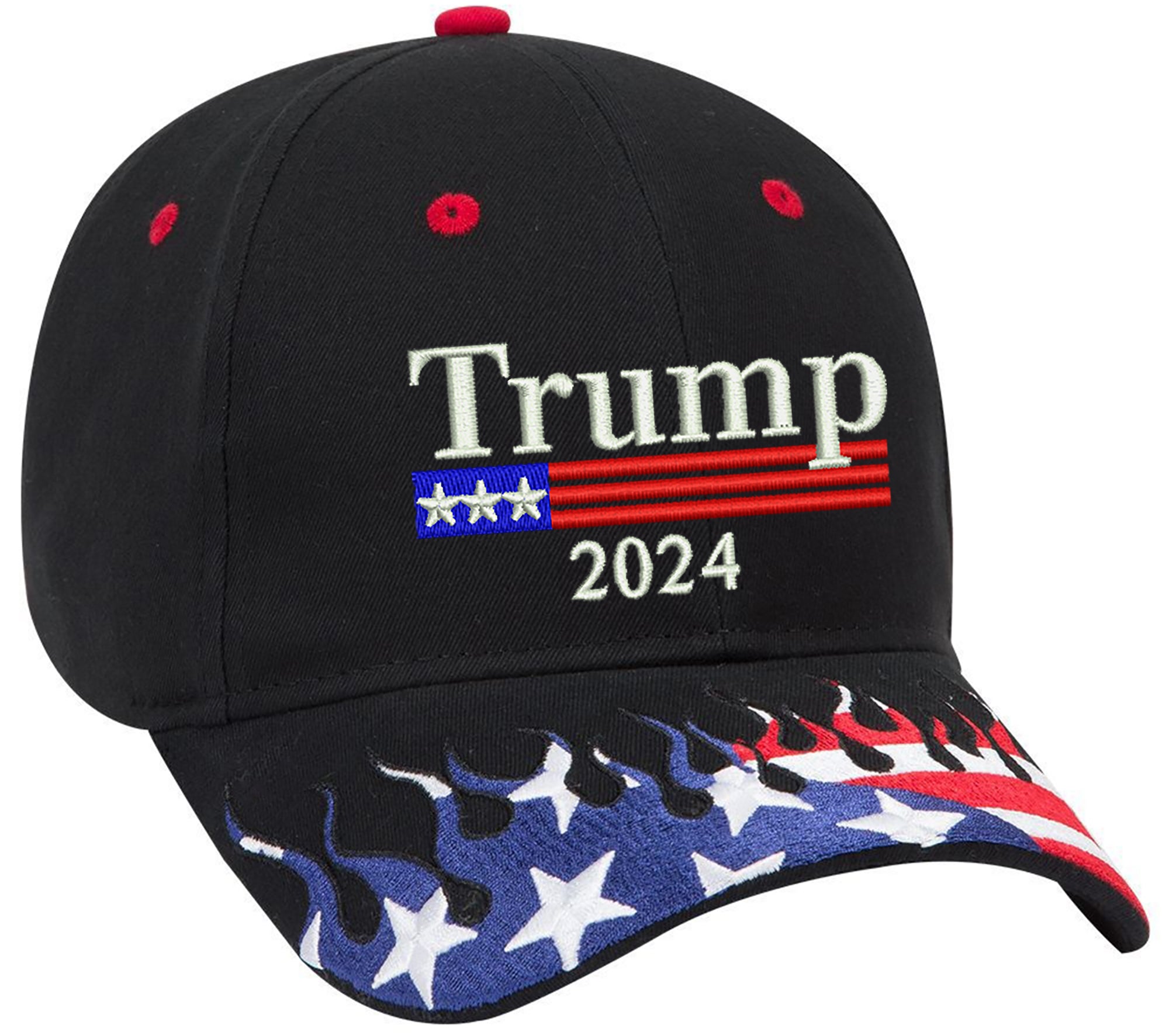 Trump 2024 US Flag Embroidered Structured Adjustable One Size Fits All US Flag Hat