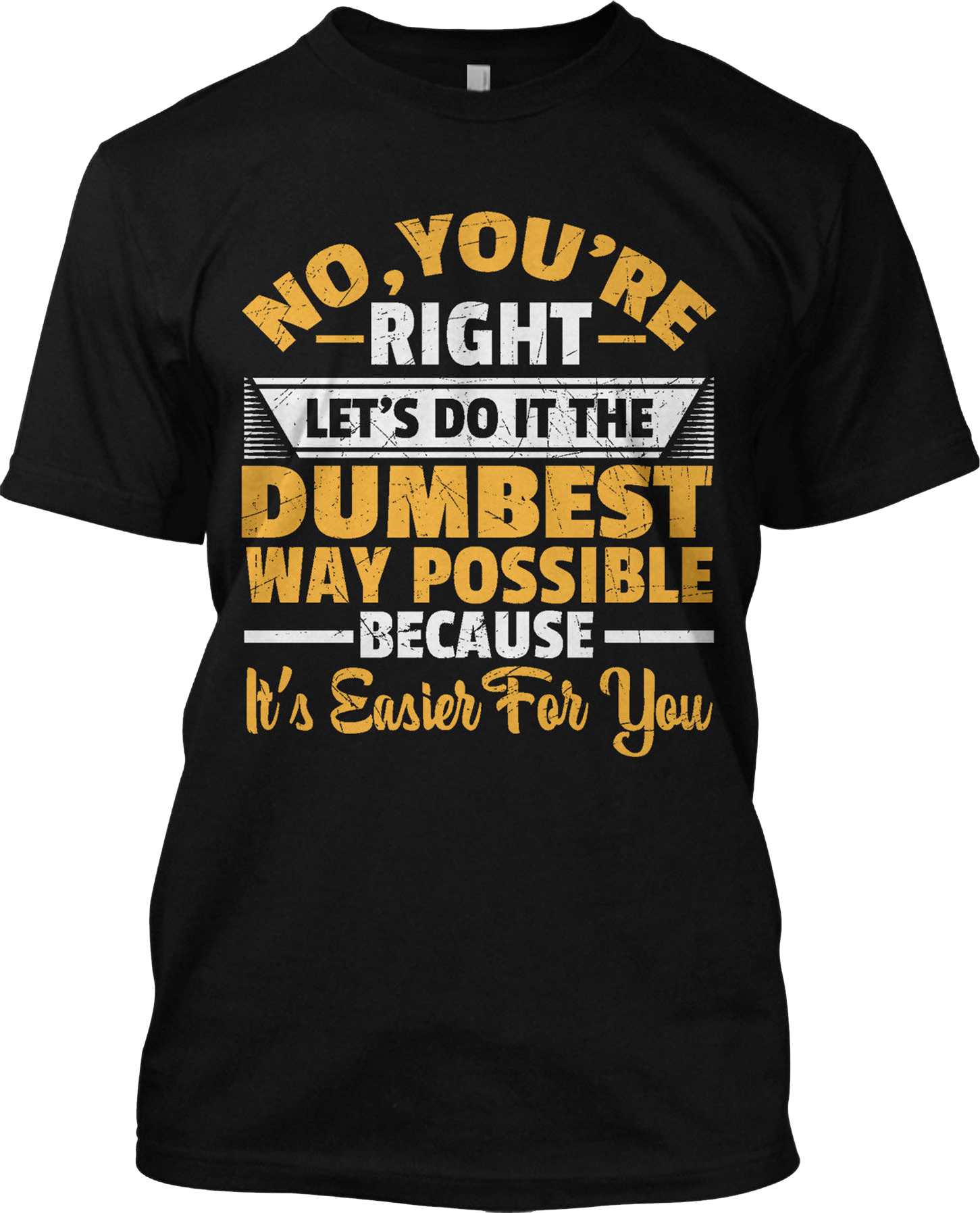 No You're Right Let's Do The Dumbest Way Possible Funny T Shirt Graphic Tee