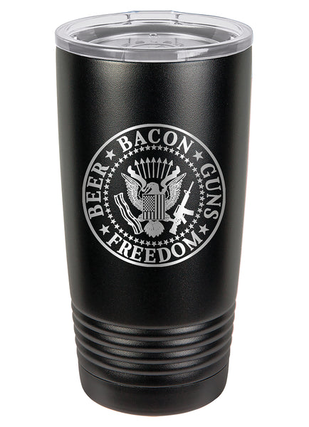 Beer Bacon Guns Freedom 2nd Amendment Polar Camel Double Wall Vacuum Insulated Laser Engraved Tumbler