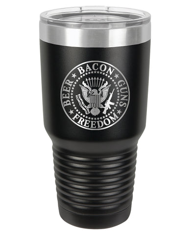 Beer Bacon Guns Freedom 2nd Amendment Polar Camel Double Wall Vacuum Insulated Laser Engraved Tumbler