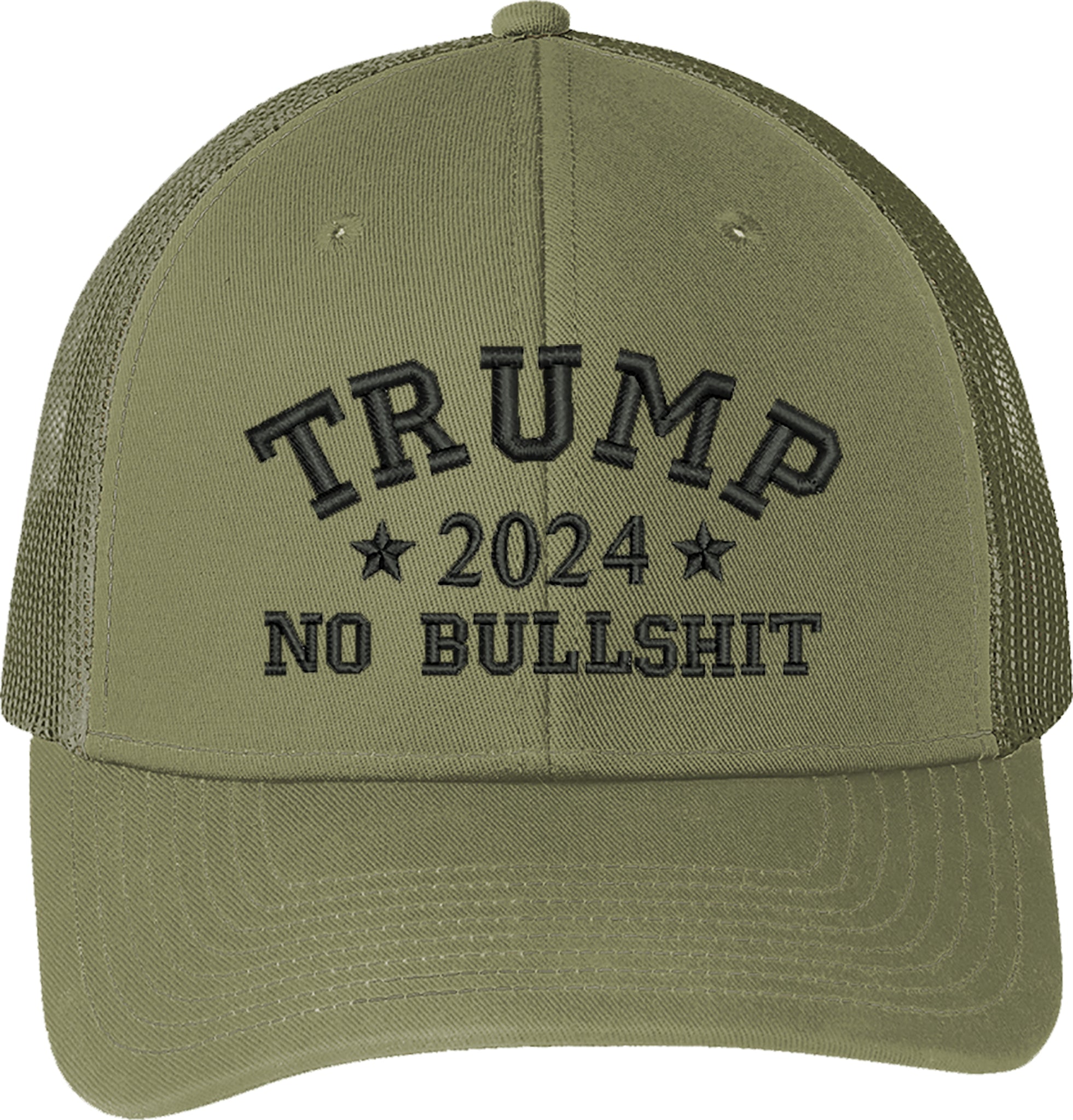Trump 2024 1Color No Bullshit Embroidered Trucker Structured Adjustable One Size Fits All Hat