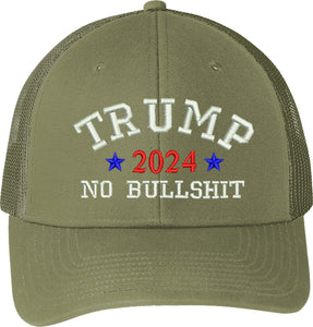 Trump 2024 Colored No Bullshit Embroidered Trucker Structured Adjustable One Size Fits All Hat