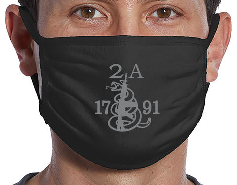 (Pack of 2) Gun 2nd Amendment 1791 3Ply 100% Cotton  Face Mask One Size Fits Most(Unisex)