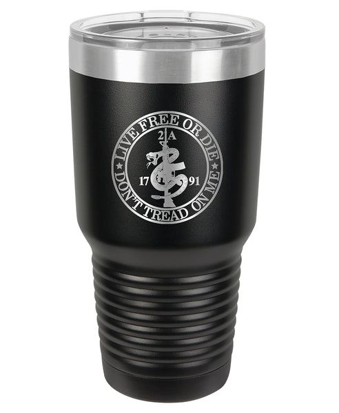 Live Free or Die 2nd Amendment Polar Camel Double Wall Vacuum Insulated Laser Engraved Tumbler