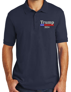 Trump 2024 US Flag Embroidered Men's Short Sleeve Polo Shirt Patriotic Gift New