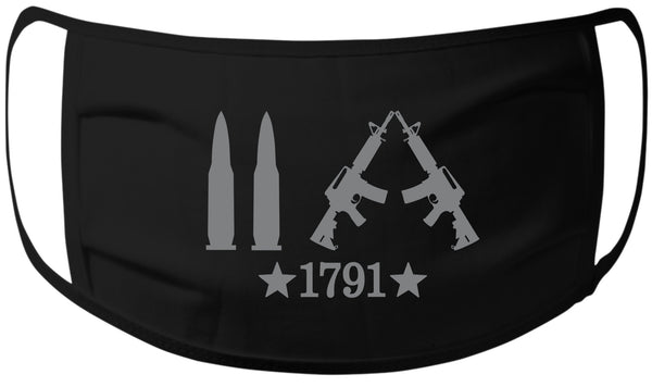 (Pack of 2) Bullets 2nd Amendment 1791 3Ply 100% Cotton  Face Mask One Size Fits Most(Unisex)