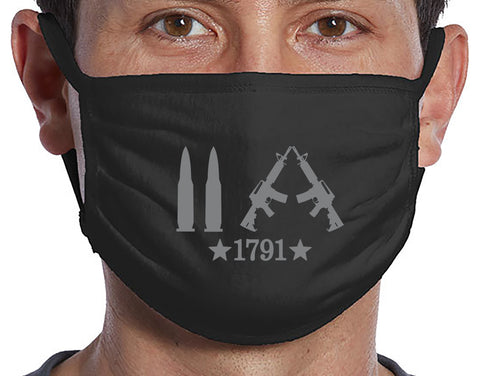 (Pack of 2) Bullets 2nd Amendment 1791 3Ply 100% Cotton  Face Mask One Size Fits Most(Unisex)